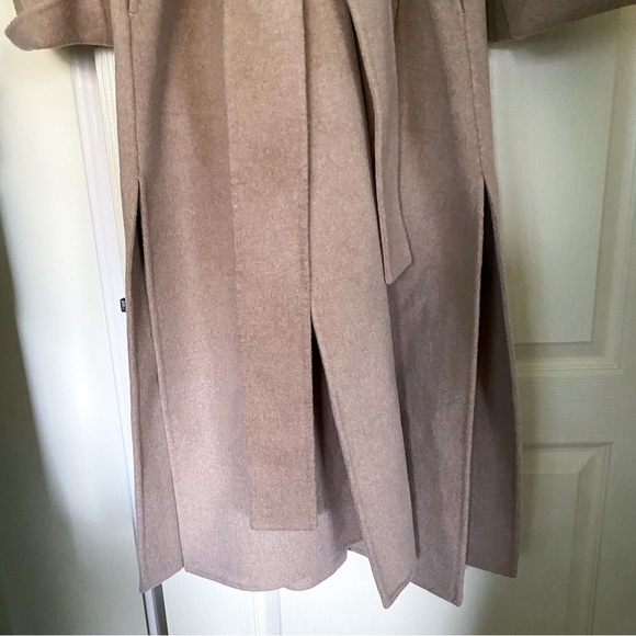 By Malene Birger Coat Trullem Belted Wool Shawl Grey Brown Melange 40 EUC - Picture 3 of 13